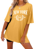 New York Laurel Crest Oversized Tunic Tee - Yellow