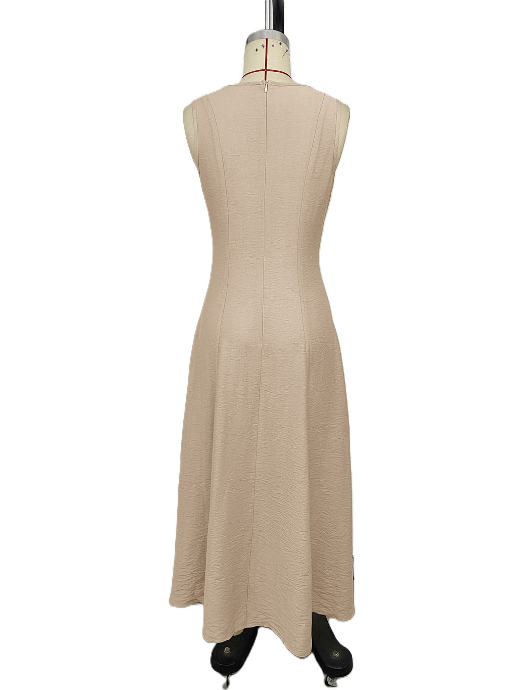 Sleeveless Paneled Maxi Dress With Flared Hem - Khaki - 2