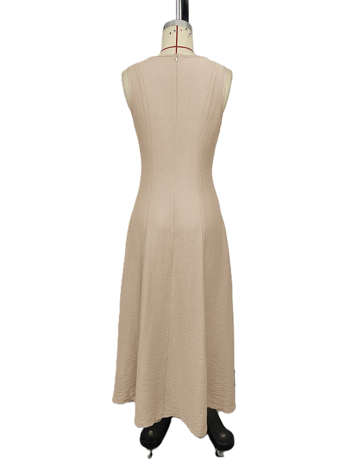 Sleeveless Paneled Maxi Dress With Flared Hem - Khaki - 2