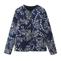 Bandana Paisley Quilted Collarless Jacket - DarkBlue