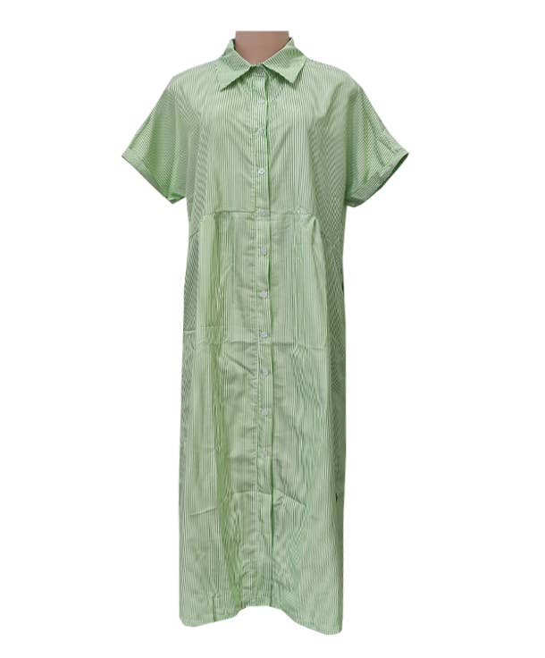Relaxed Button Down Midi Shirt Dress With Pockets