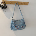 Vintage Wash Denim Heart Crossbody Bag - Light-Blue