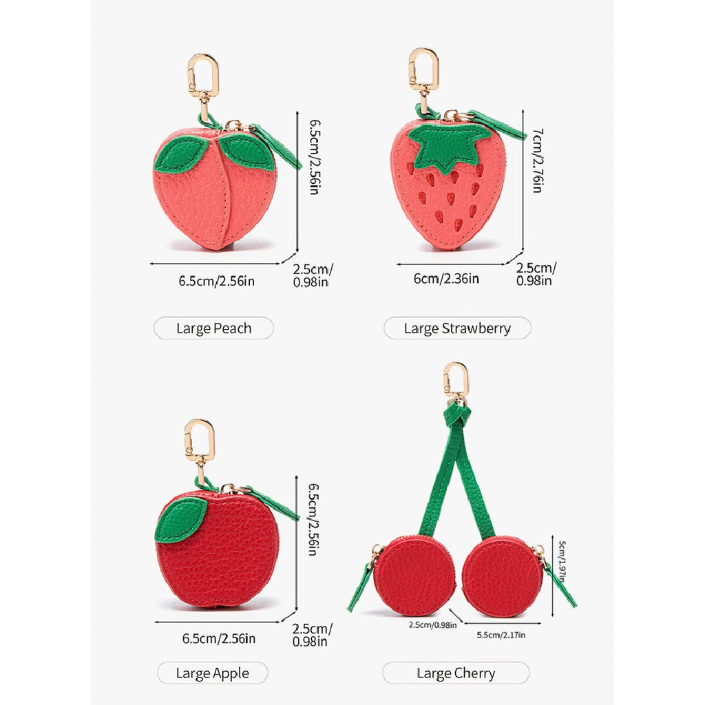 Textured Fruit Coin Pouch Keychain Charm - Orange - 1