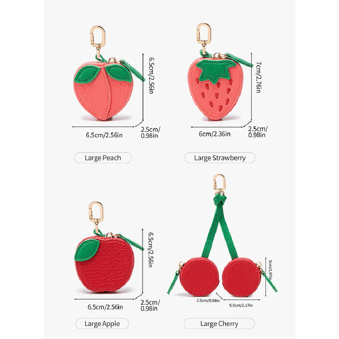 Textured Fruit Coin Pouch Keychain Charm - Orange - 1