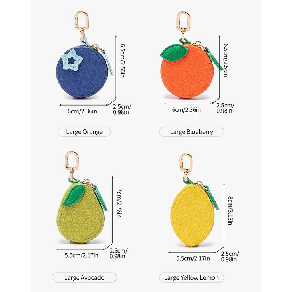 Textured Fruit Coin Pouch Keychain Charm - Orange - 2