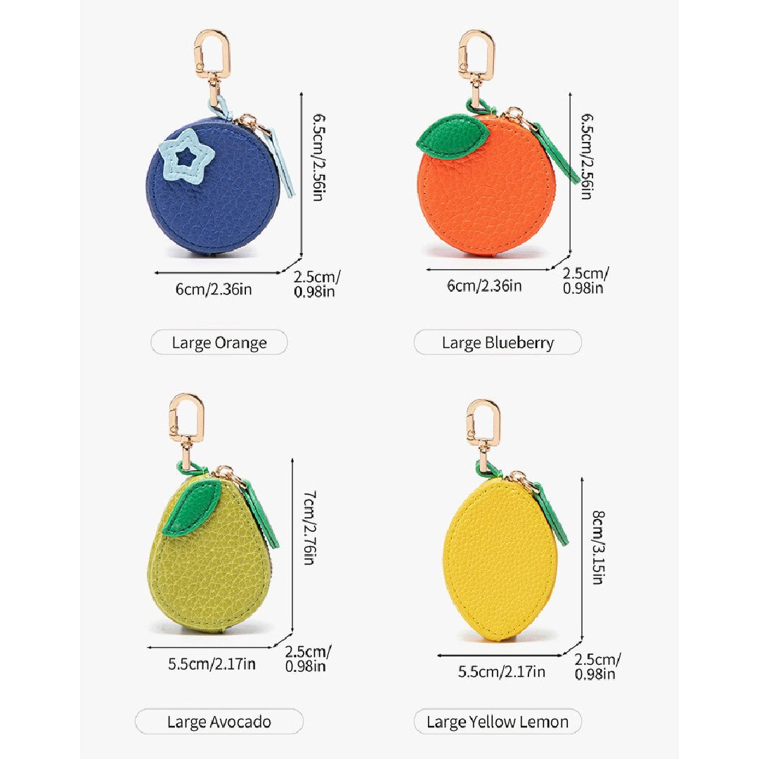 Textured Fruit Coin Pouch Keychain Charm - Orange - 2
