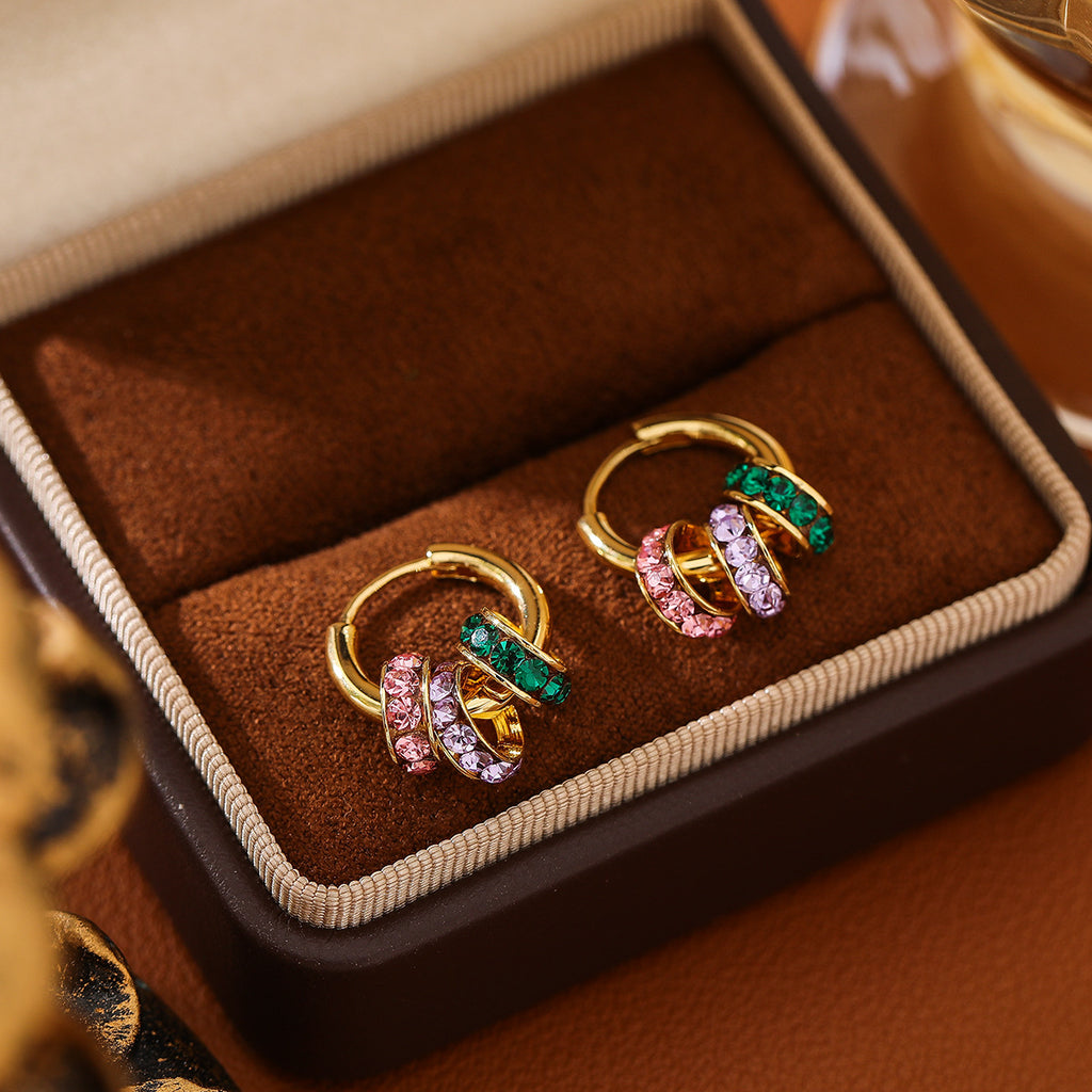 Vintage Zircon Rondelle Necklace and Earrings - Earrings