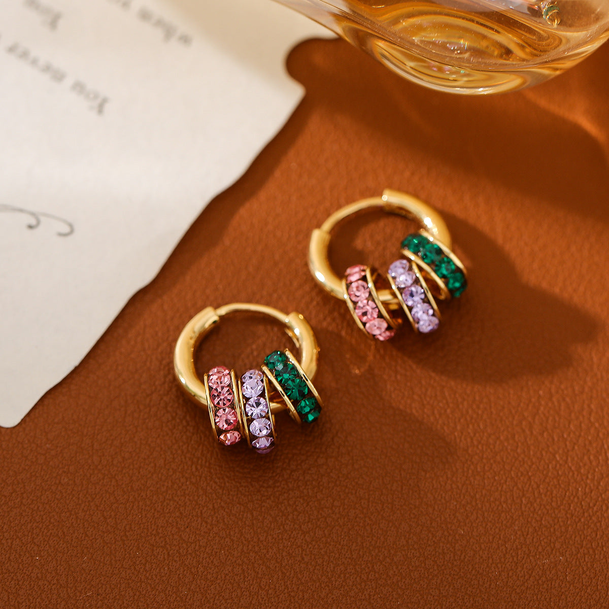 Vintage Zircon Rondelle Necklace and Earrings - view 1