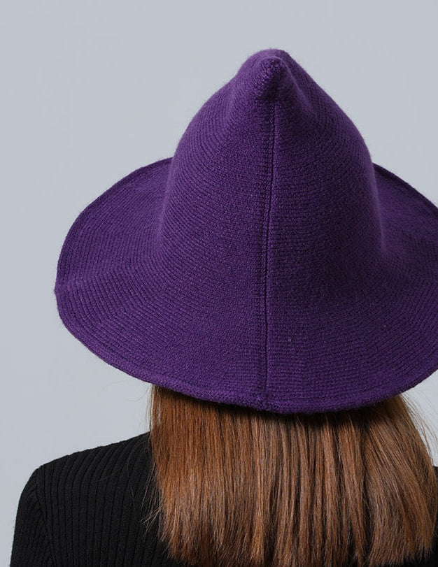 Skull Jacquard Knit Witch Hat - Purple - 4