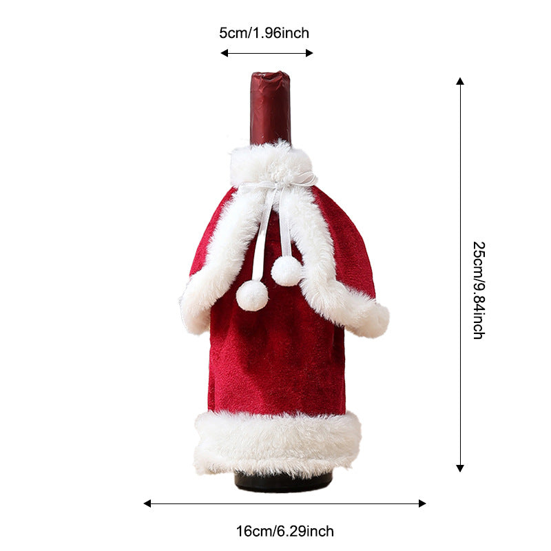 Santa Outfit Wine Bottle Cover with Plush Trim - Red-1