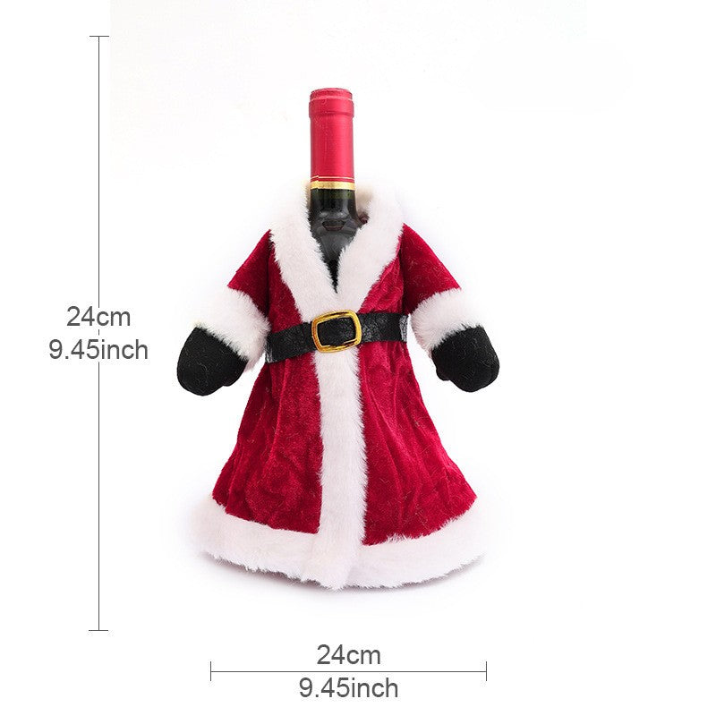 Santa Outfit Wine Bottle Cover with Plush Trim - Red-2