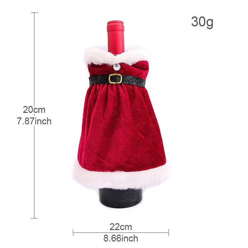 Santa Outfit Wine Bottle Cover with Plush Trim - Red-3