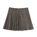 Houndstooth Pleated Mini Skirt - Brown