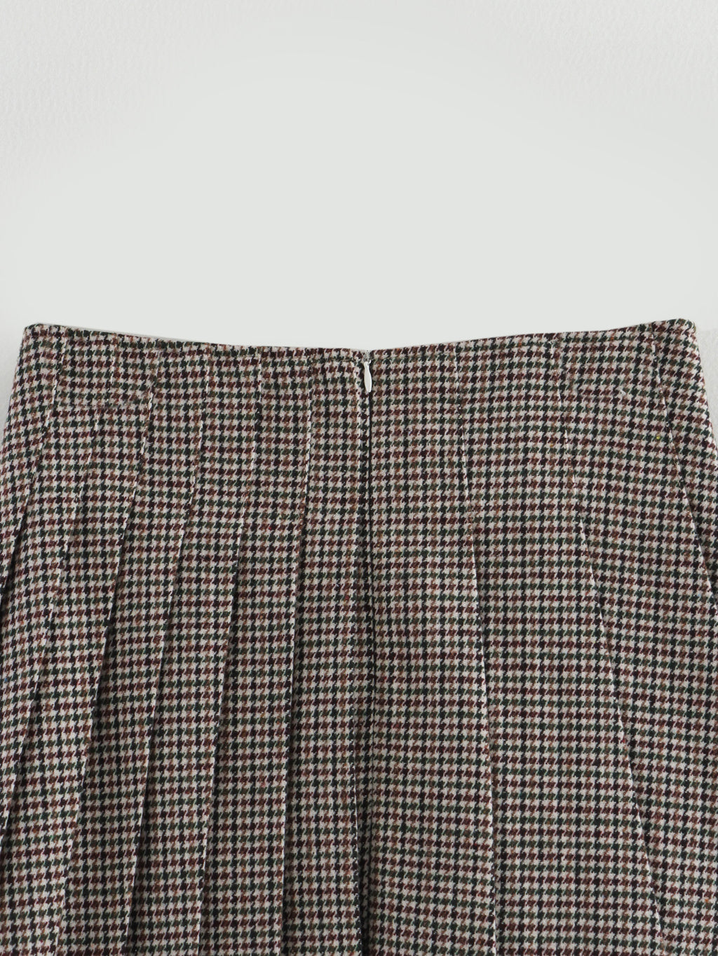 Houndstooth Pleated Mini Skirt - Brown - 8