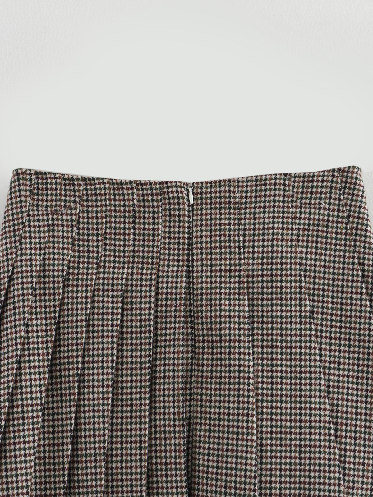 Houndstooth Pleated Mini Skirt - Brown - 8
