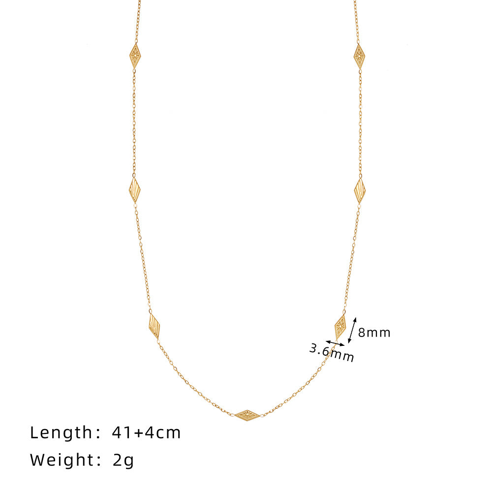 Diamond Station Chain Necklace - Gold