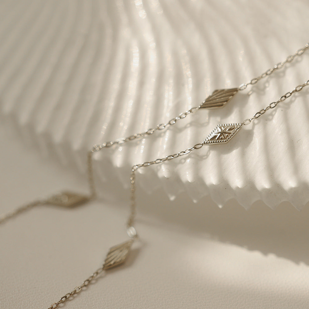 Diamond Station Chain Necklace - Silvery - 1
