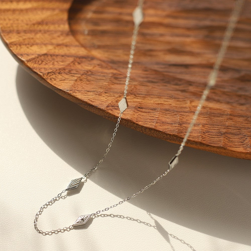Diamond Station Chain Necklace - Silvery - 2