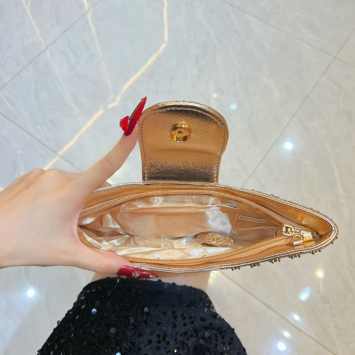 Crystal Bow Clutch with Chain Strap