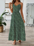 Tie Back Striped Cami Maxi Dress - green