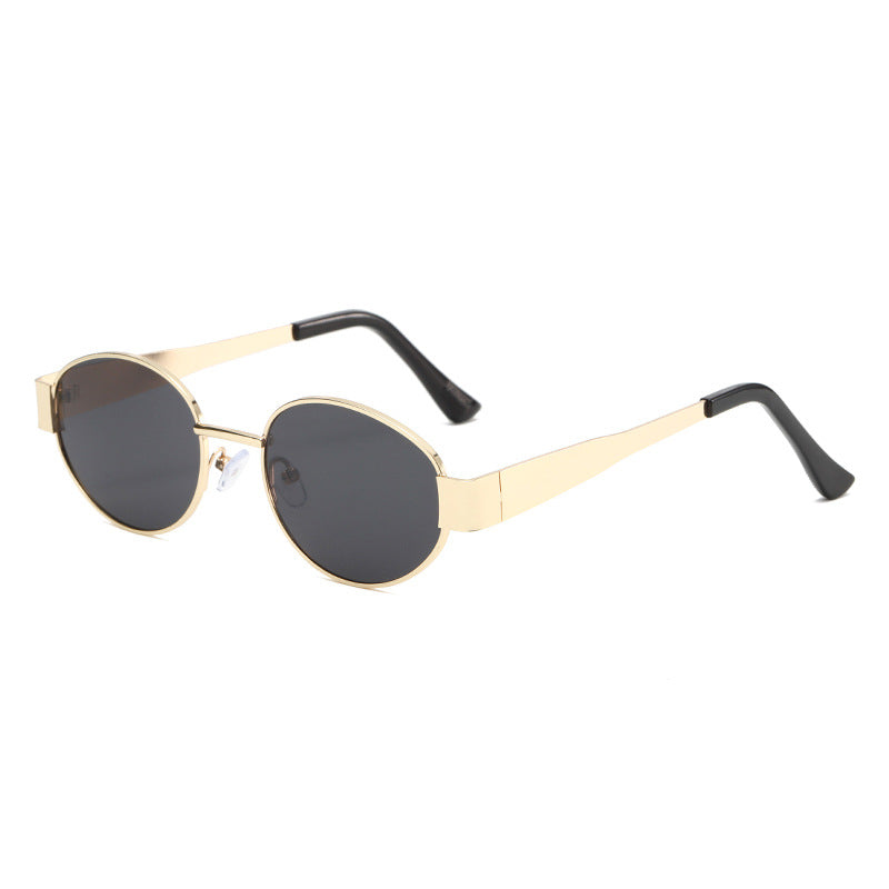 Oval Sunglasses With Flat Metal Temple Arms - Color_01
