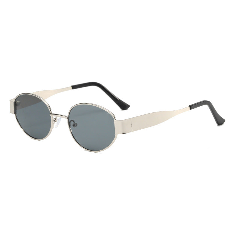 Oval Sunglasses With Flat Metal Temple Arms - Color_02