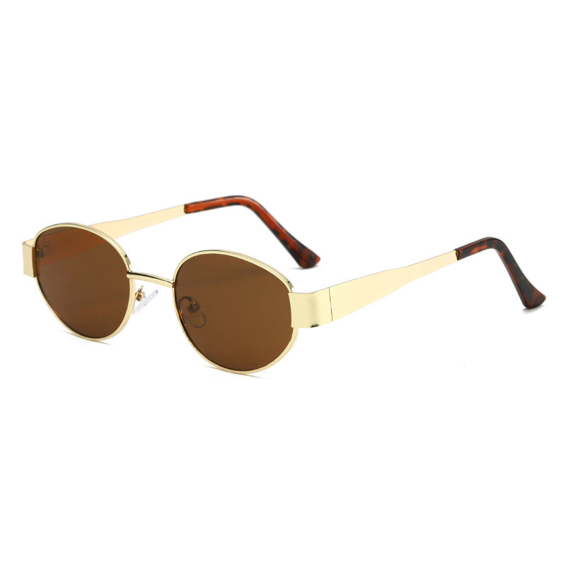 Oval Sunglasses With Flat Metal Temple Arms - Color_03