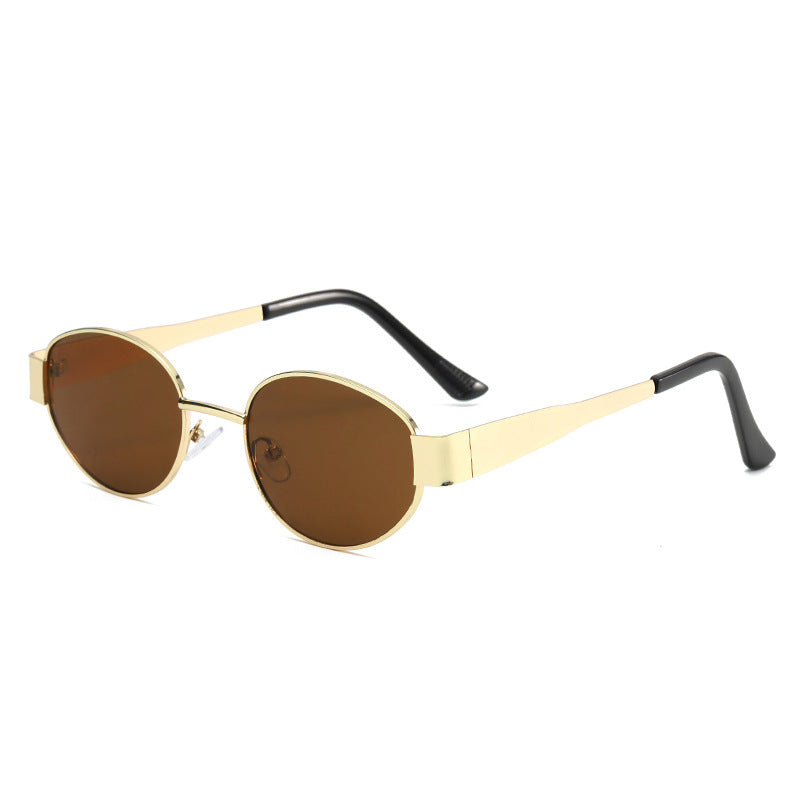 Oval Sunglasses With Flat Metal Temple Arms - Color_04