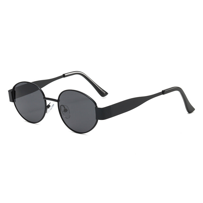 Oval Sunglasses With Flat Metal Temple Arms - Color_05