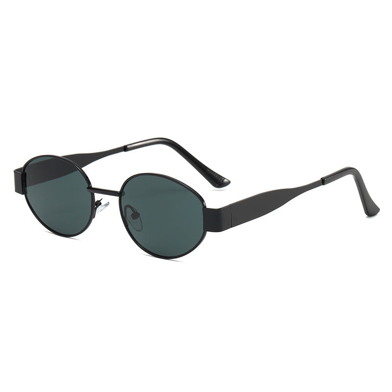 Oval Sunglasses With Flat Metal Temple Arms - Color_07