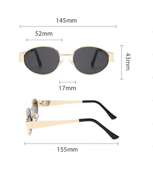 Oval Sunglasses With Flat Metal Temple Arms