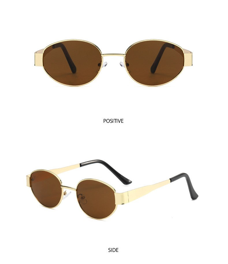 Oval Sunglasses With Flat Metal Temple Arms - view 1