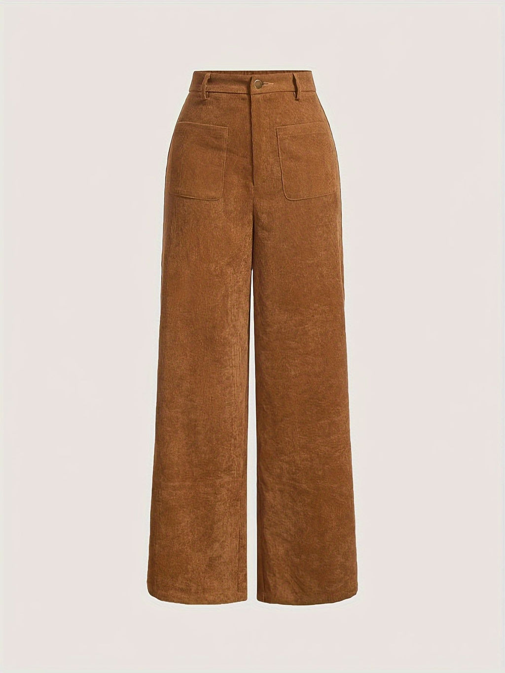 High Waist Corduroy Wide Leg Trousers - Caramel