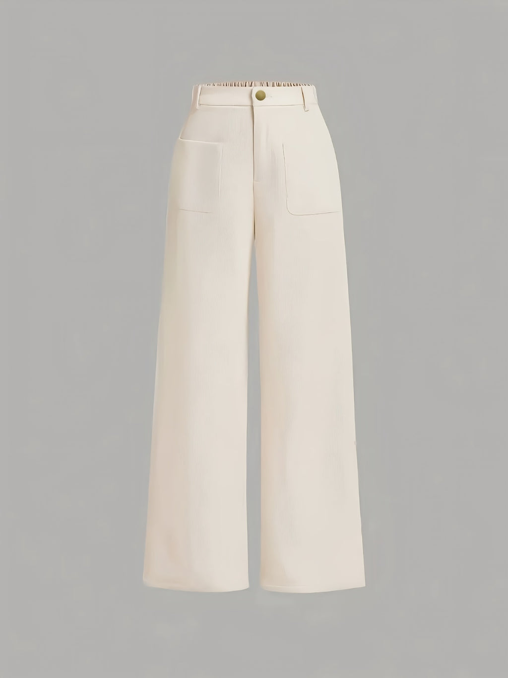 High Waist Corduroy Wide Leg Trousers - White