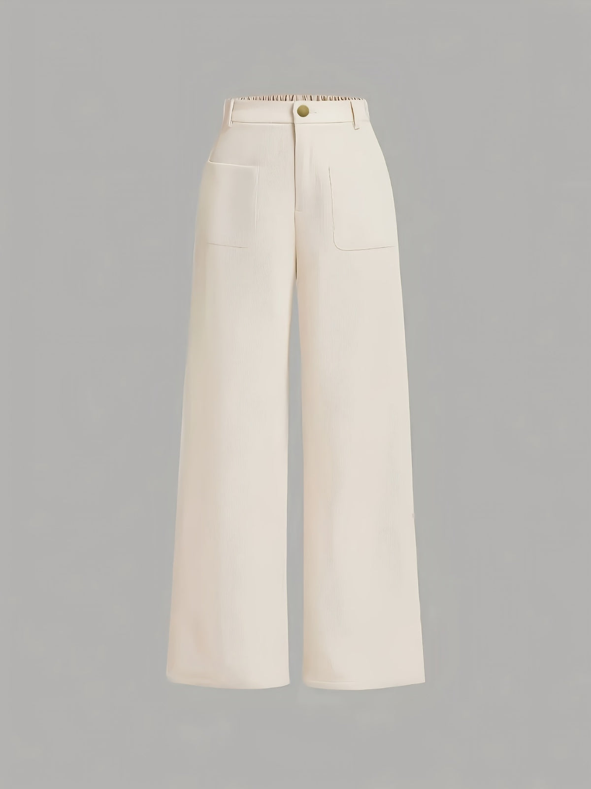 High Waist Corduroy Wide Leg Trousers - White
