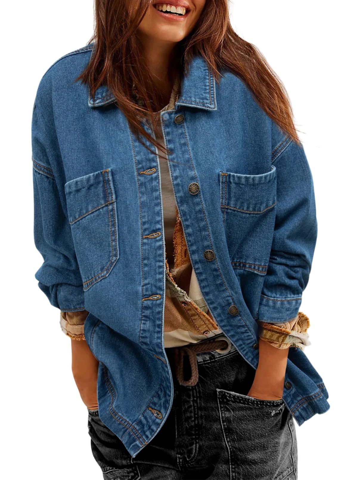 Relaxed Denim Overshirt Jacket for Layering - RoyalBlue