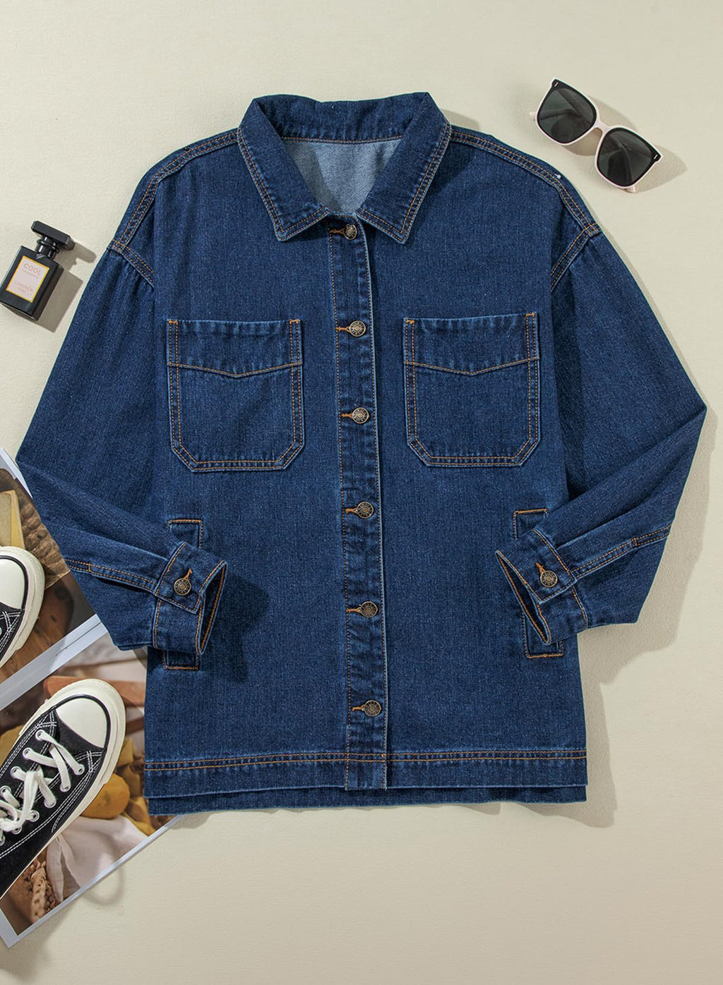 Relaxed Denim Overshirt Jacket for Layering - view 6