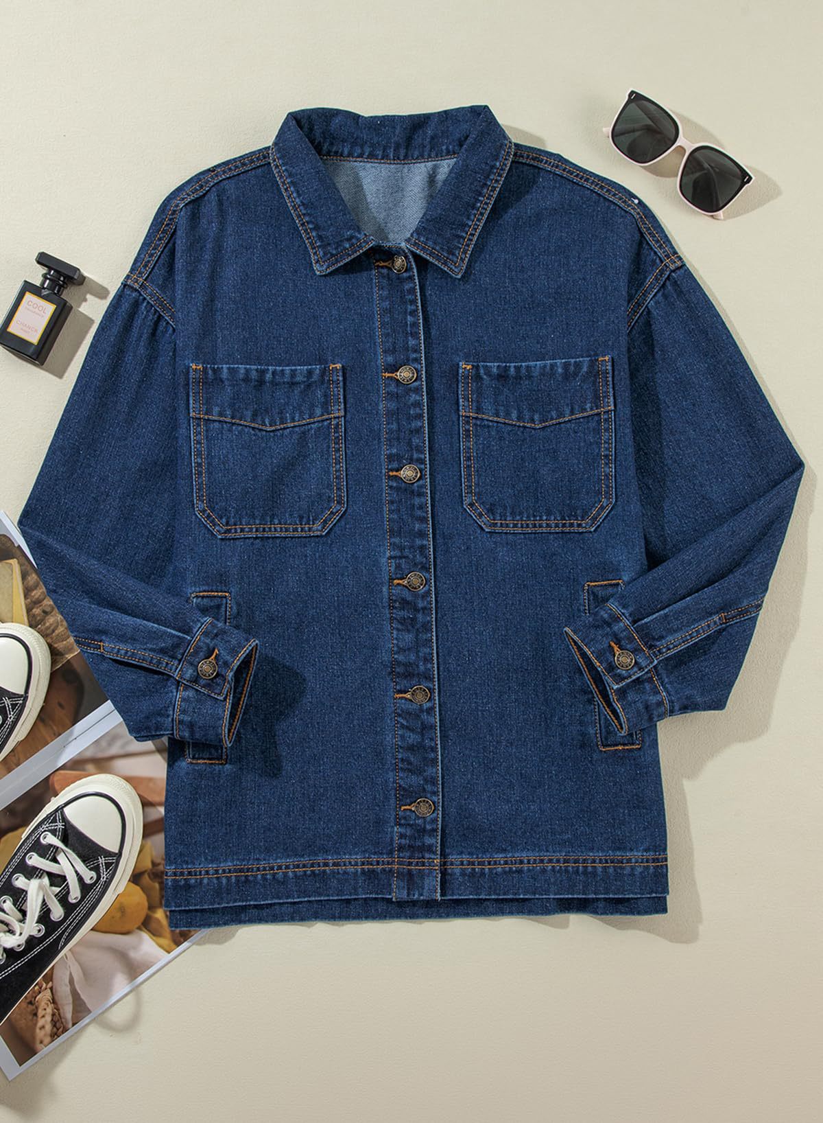 Relaxed Denim Overshirt Jacket for Layering - view 6