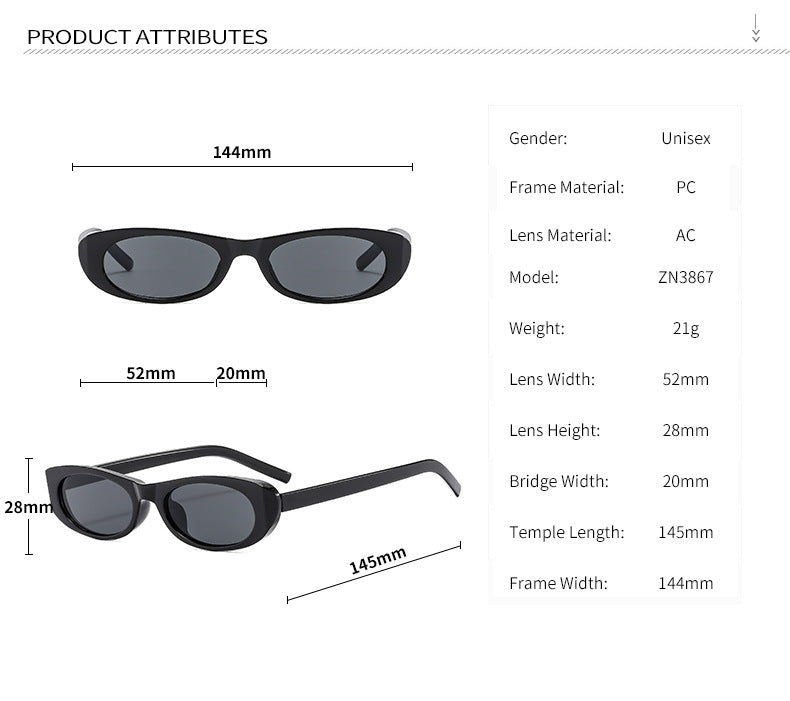 Narrow Oval Lens Nineties Sunglasses - Color_3 - 2