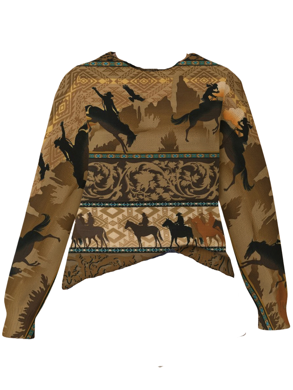 Rodeo Ranch Print Crew Neck Sweater - rodeo01 - 2