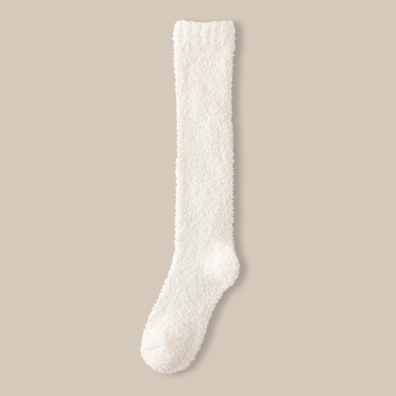 Plush Fluffy Knee High Sleep Socks - Color_01