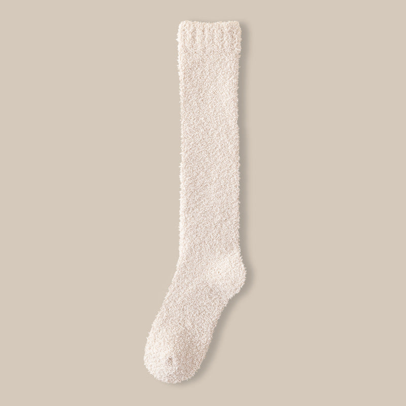 Plush Fluffy Knee High Sleep Socks - Color_02