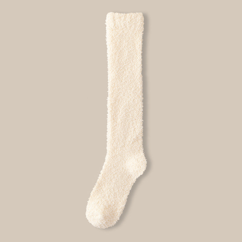Plush Fluffy Knee High Sleep Socks - Color_03