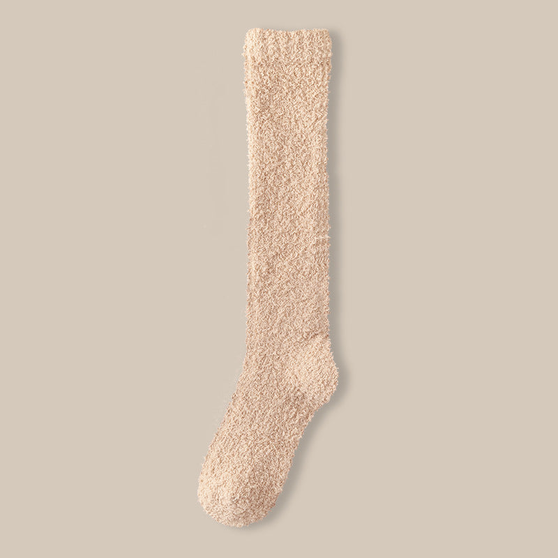 Plush Fluffy Knee High Sleep Socks - Color_04