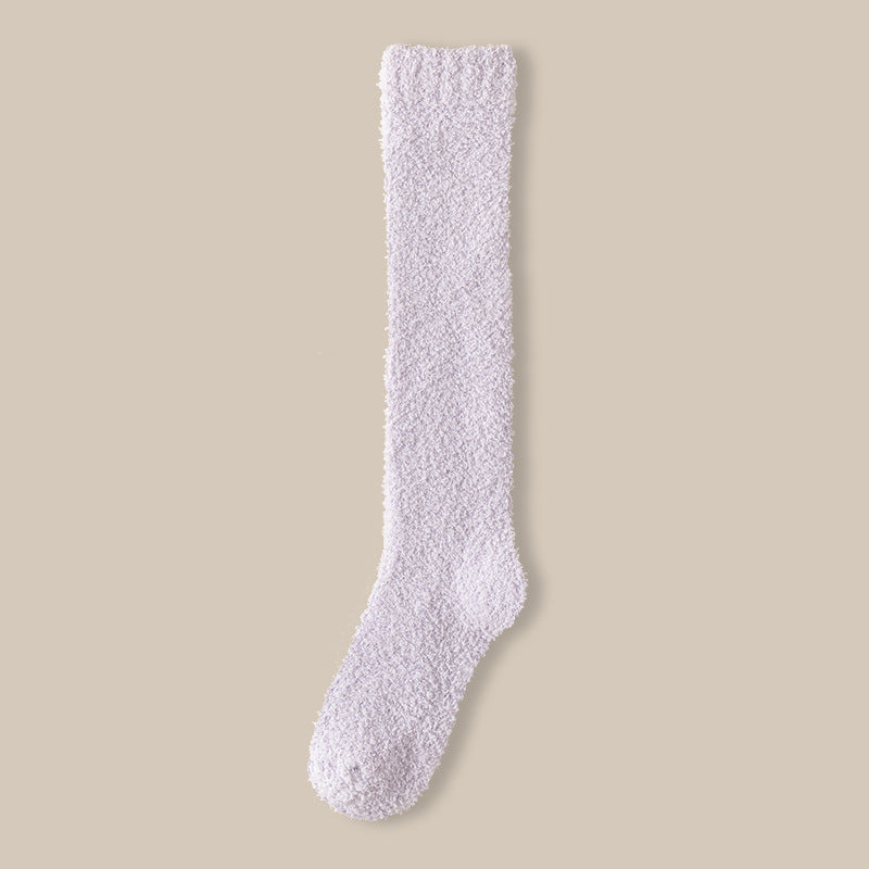 Plush Fluffy Knee High Sleep Socks - Color_05