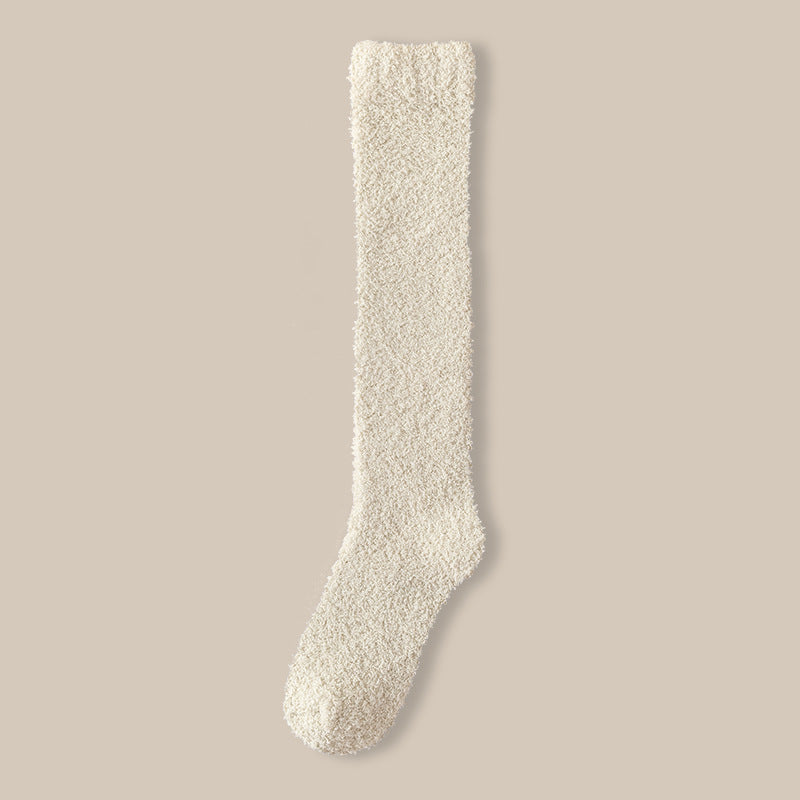 Plush Fluffy Knee High Sleep Socks - Color_06