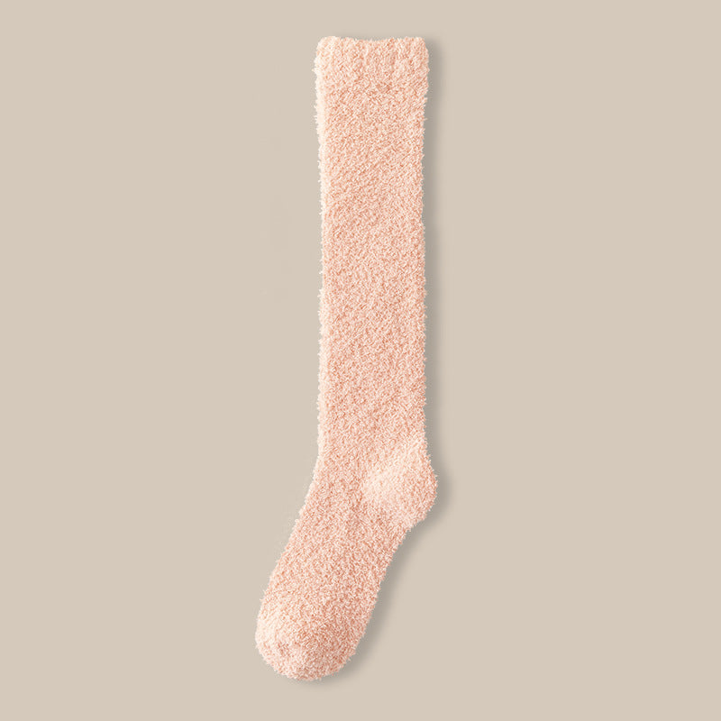 Plush Fluffy Knee High Sleep Socks - Color_07