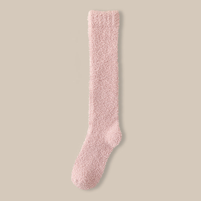 Plush Fluffy Knee High Sleep Socks - Color_08