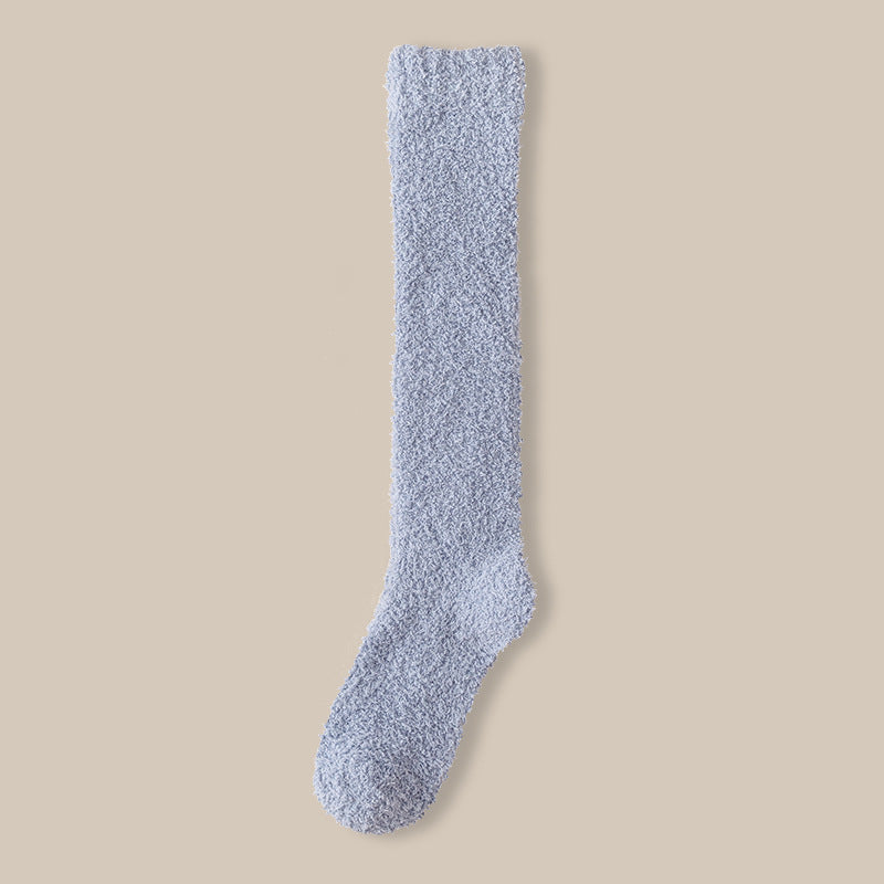 Plush Fluffy Knee High Sleep Socks - Color_09