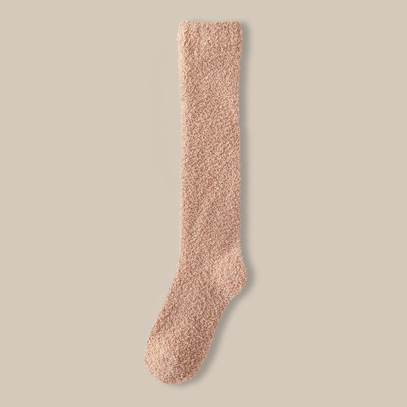 Plush Fluffy Knee High Sleep Socks - Color_10